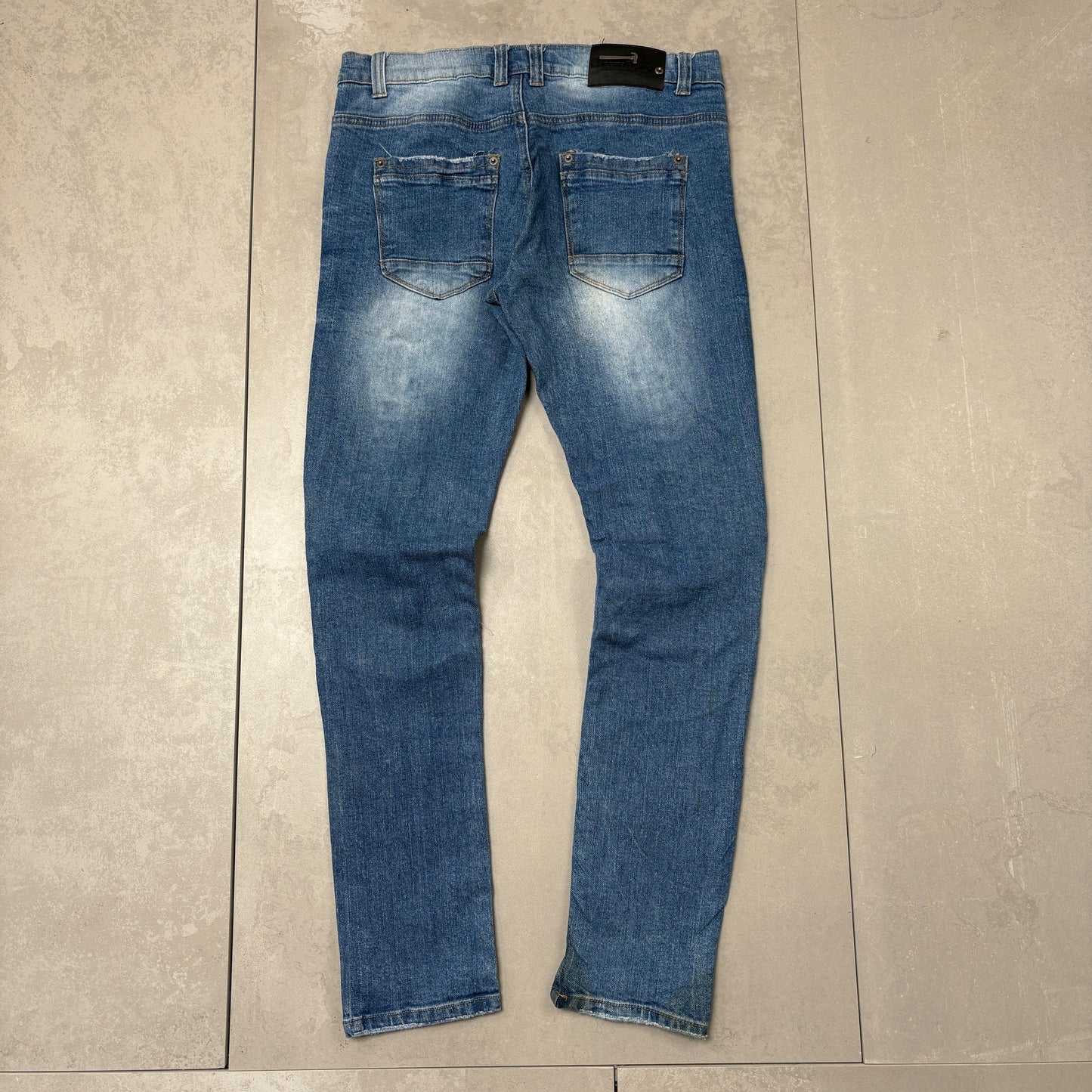 Vintage Embroidered Hip Hop Skinny Blue Jeans - 32