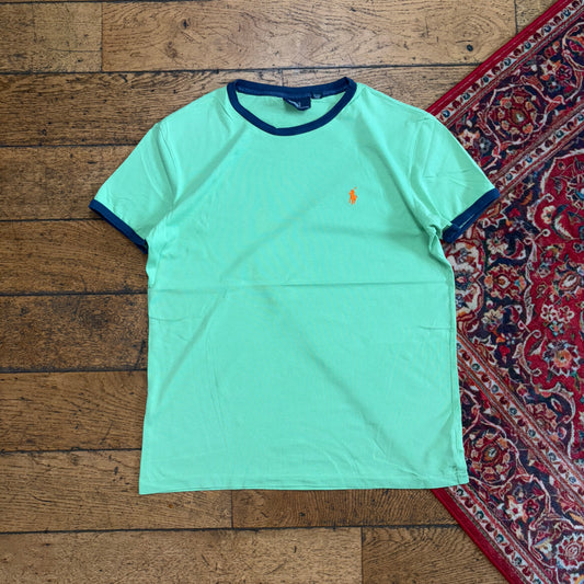 Vintage Ralph Lauren Green Ringer Embroidered T-Shirt - XS
