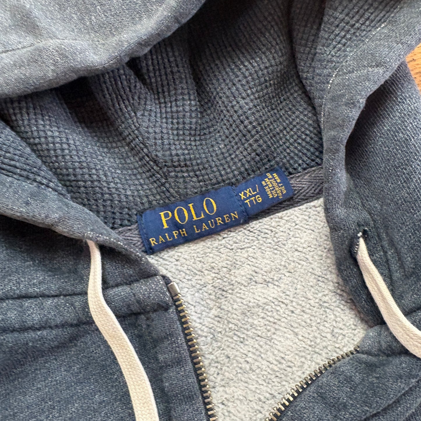 Vintage Ralph Lauren Grey Zip Hoodie Embroidered Sweatshirt - 2XL