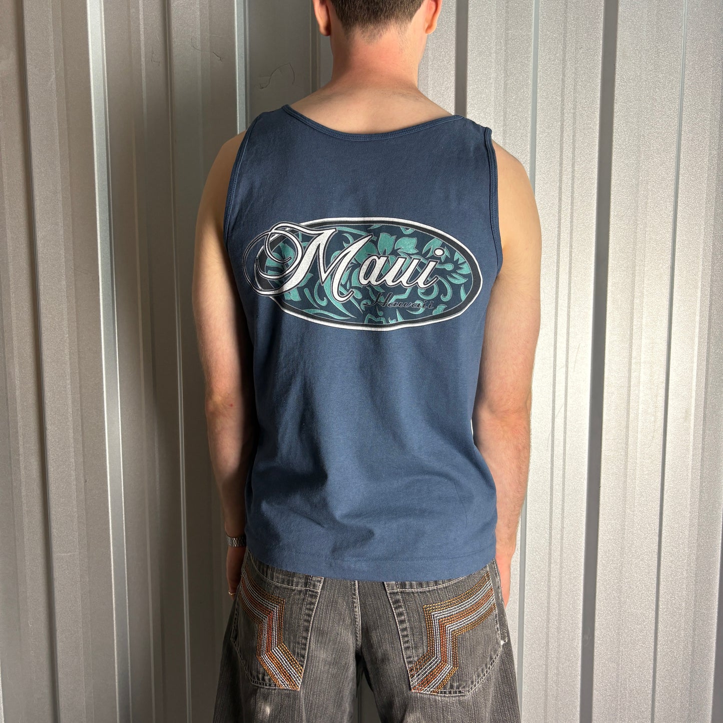 Vintage Maui and Sons Navy Surfwear Graphic Vest - M