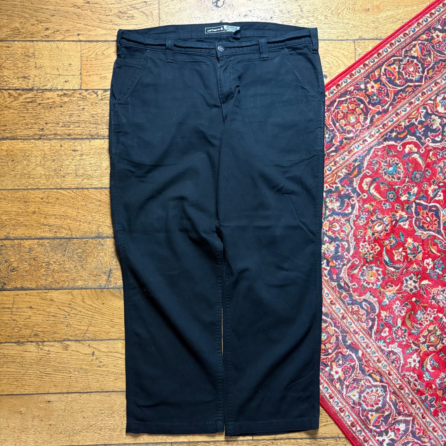 Vintage Carhartt Workwear Carpenter Black Baggy Trousers - 42S