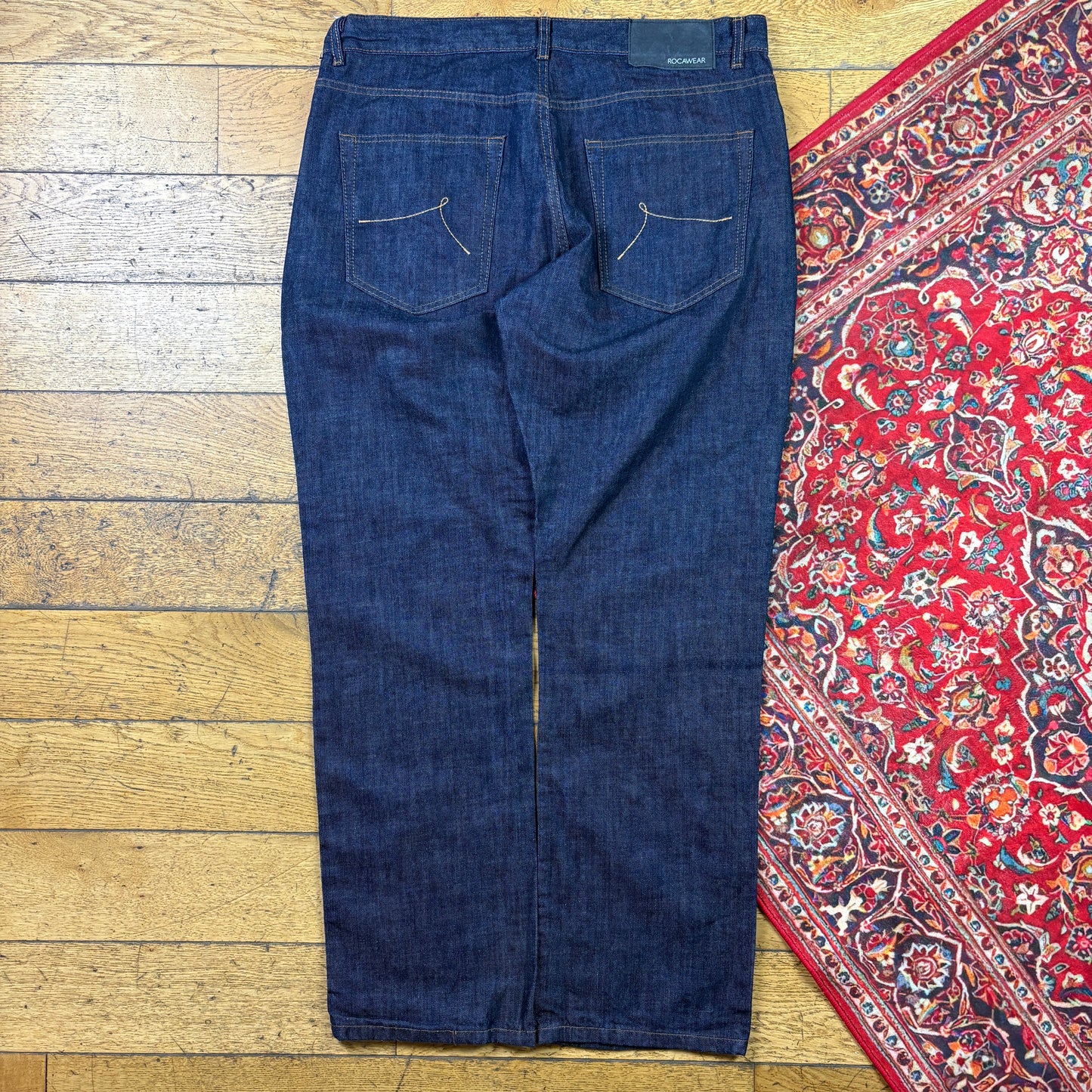 Vintage Rocawear Blue Embroidered Y2K Hip Hop Straight Jeans - 40