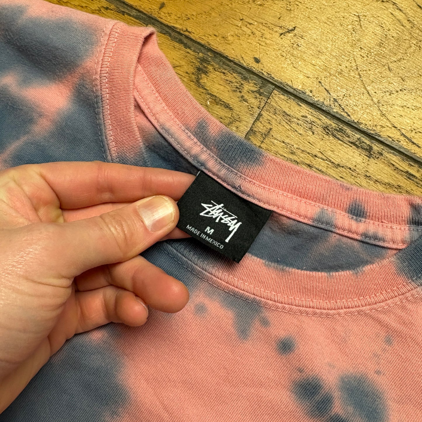 Vintage Stussy Tie Dye Pink Blue Long Sleeve T-Shirt - S