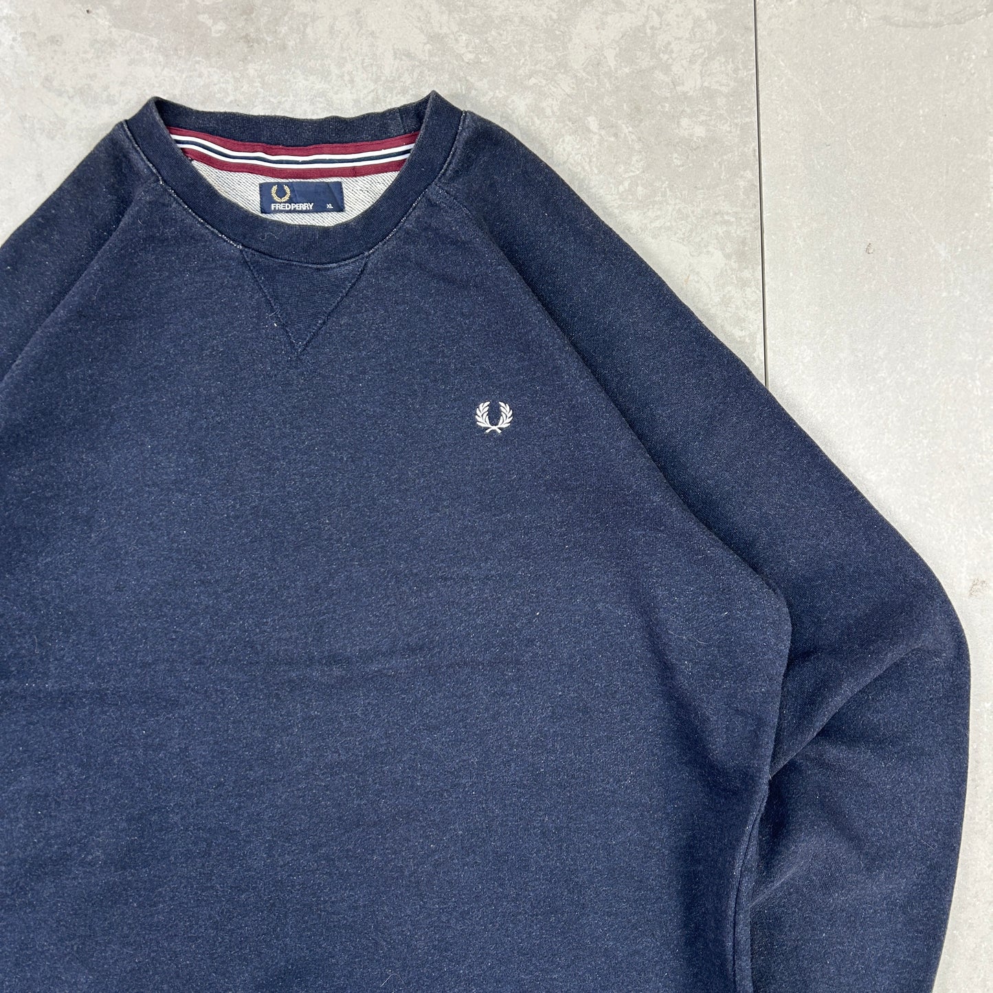Vintage Fred Perry Navy Embroidered Sweatshirt - XL