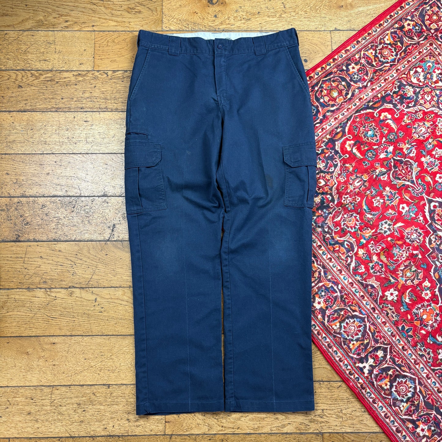 Vintage Dickies 874 Navy Cargo Baggy Skate Trousers -  38