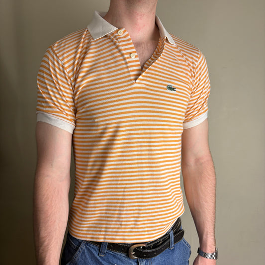 Vintage Lacoste Orange White Stripe Boxy Polo Shirt - XS