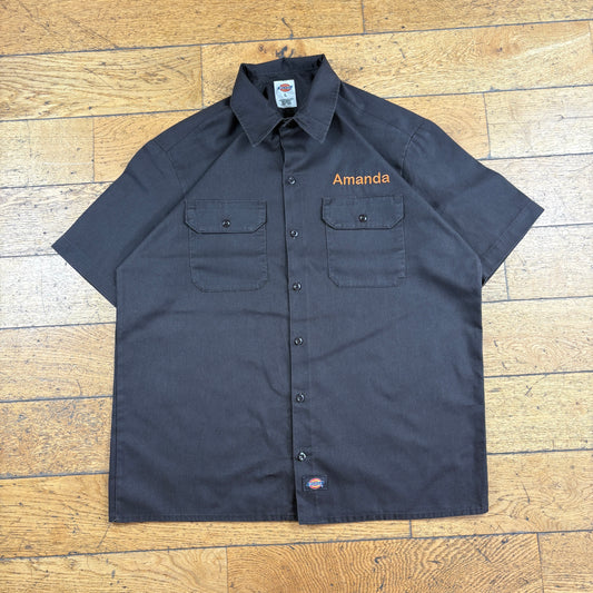 Vintage Dickies Brown Workwear Embroidered Shirt - L