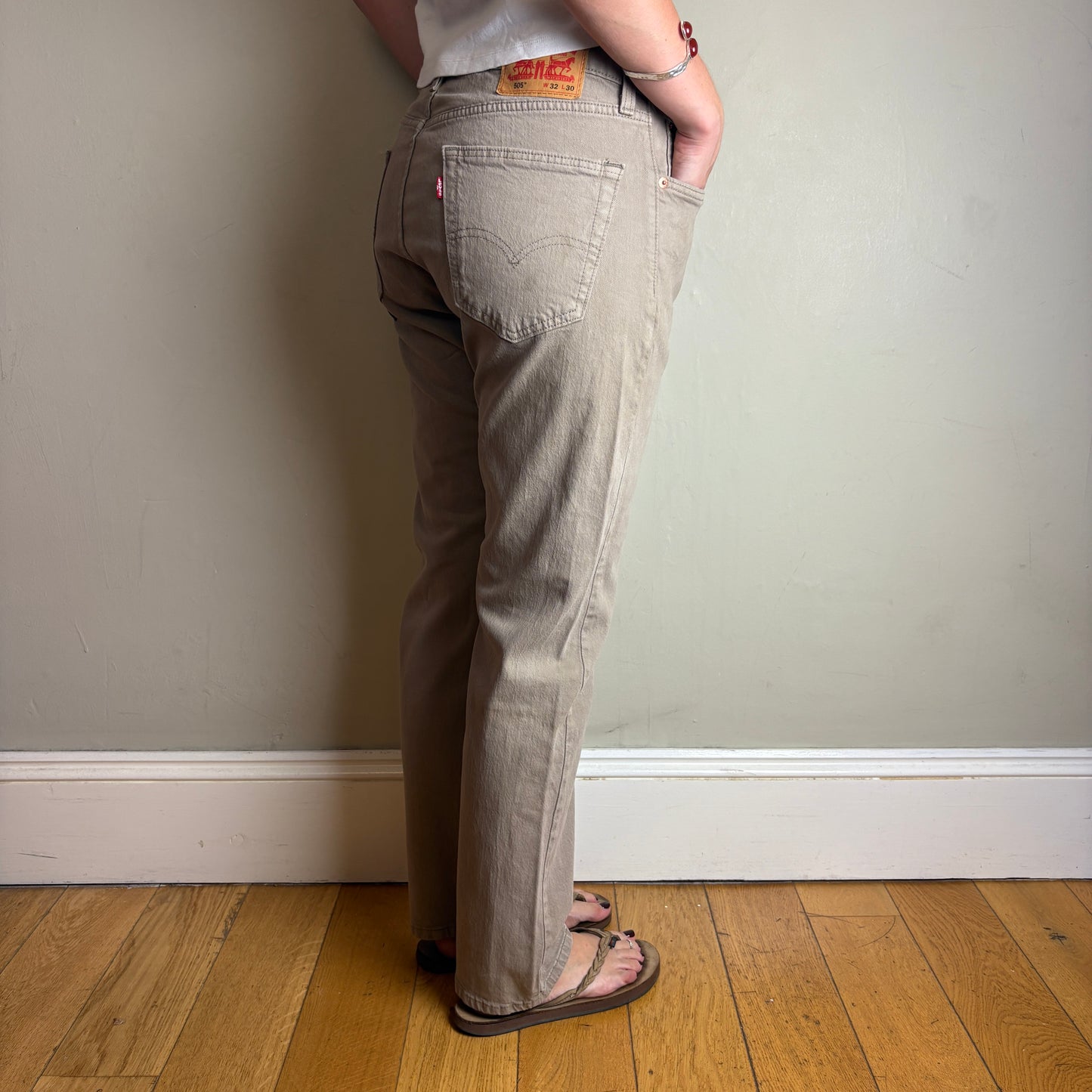 Vintage Levis 505 Straight Brown Denim Jeans - 32S