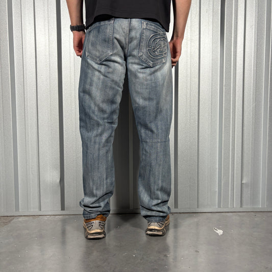 Ecko Unltd Blue Y2K Hip Hop Embroidered Straight Jeans - 36R