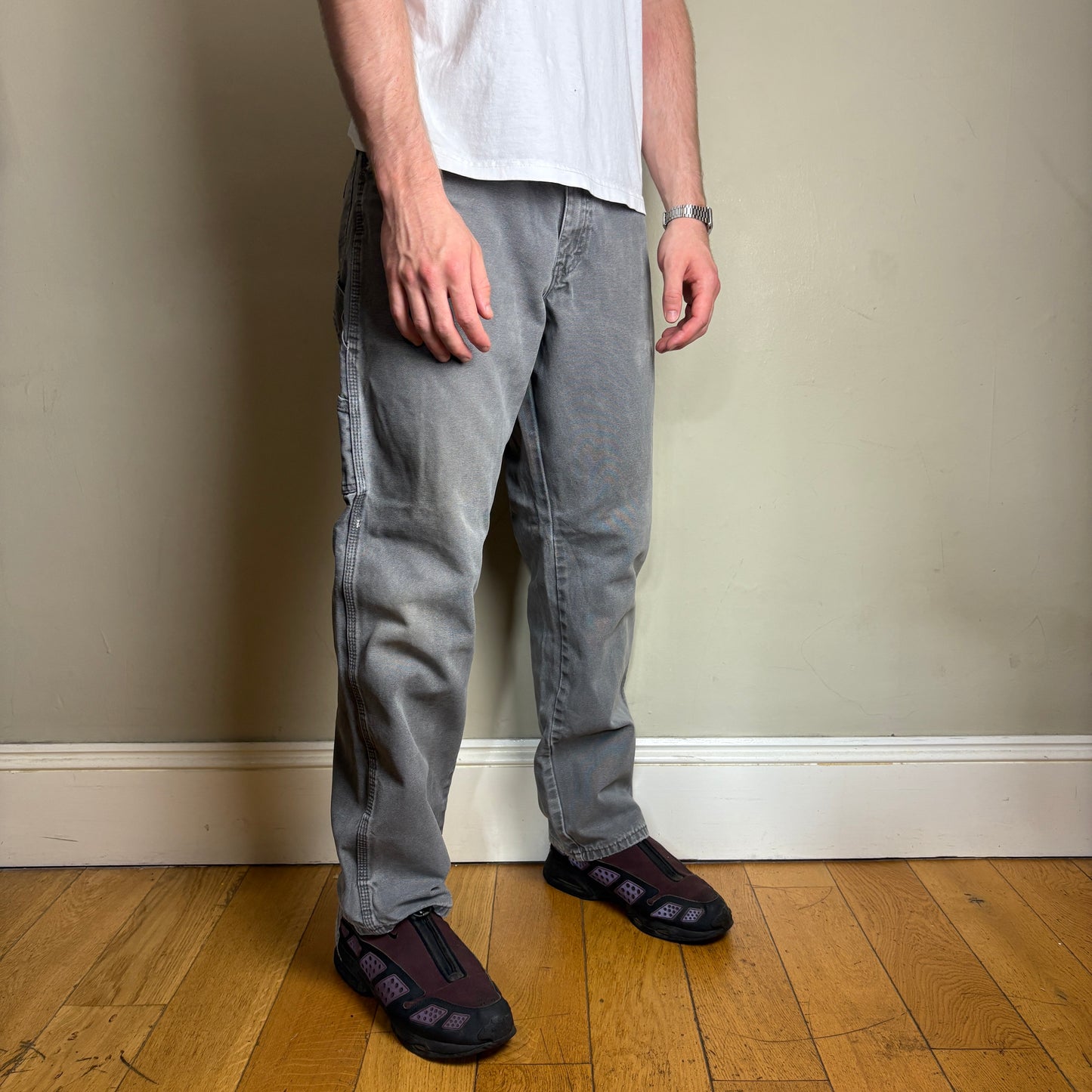 Vintage Dickies Grey Workwear Carpenter Baggy Trousers - 34R