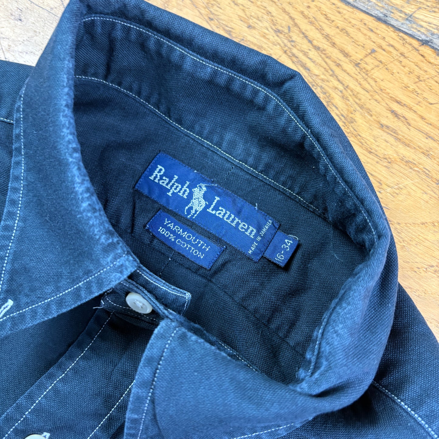 Vintage Ralph Lauren Black Contrast Stitch Embroidered Shirt - XL