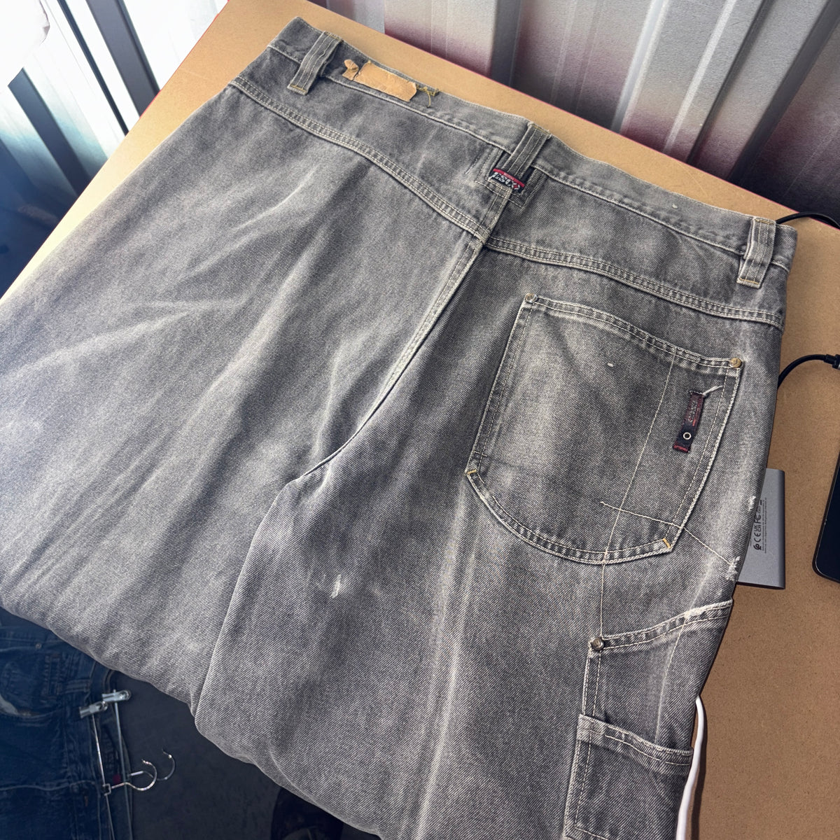 Willies ESCO Grey Embroidered Japanese Denim Hip Hop Y2K Baggy Jeans - 38L