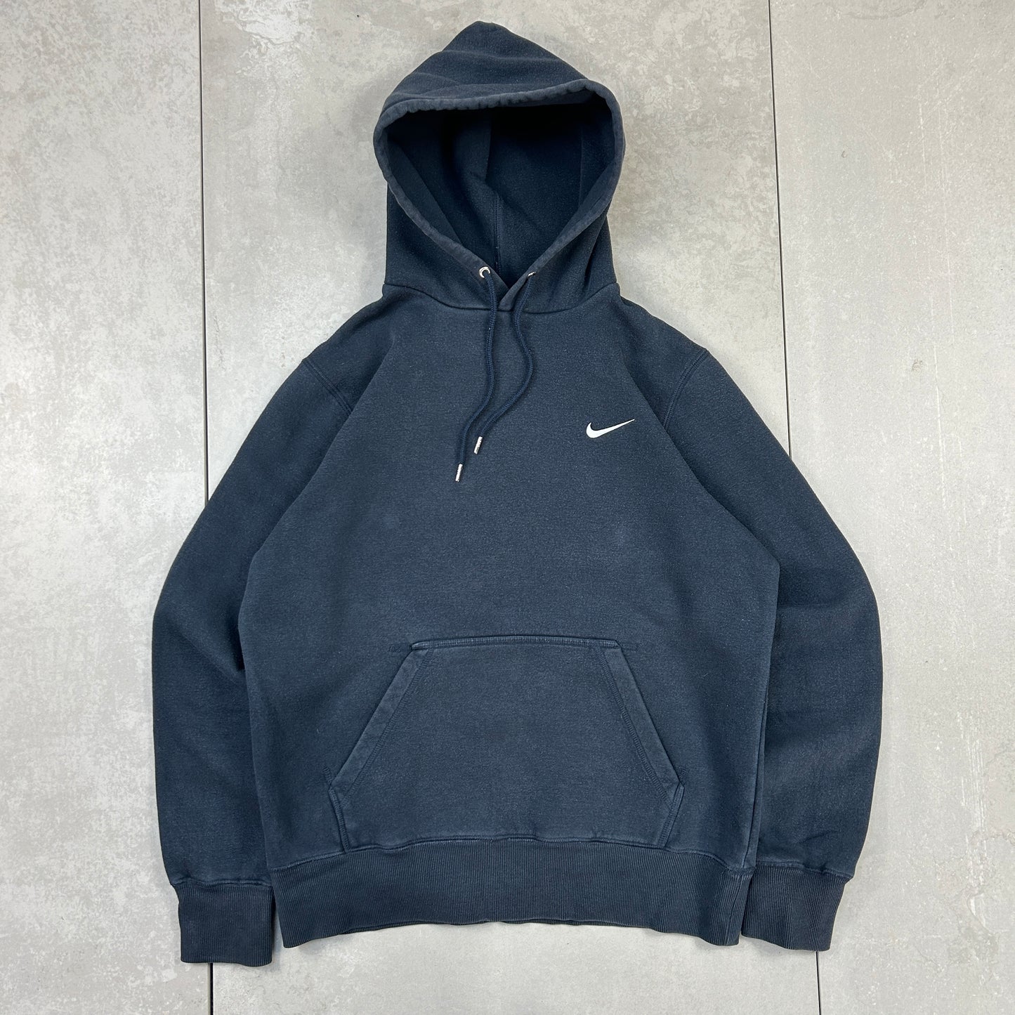 Vintage 00s Nike Swoosh Navy Embroidered Hoodie Sweatshirt - M
