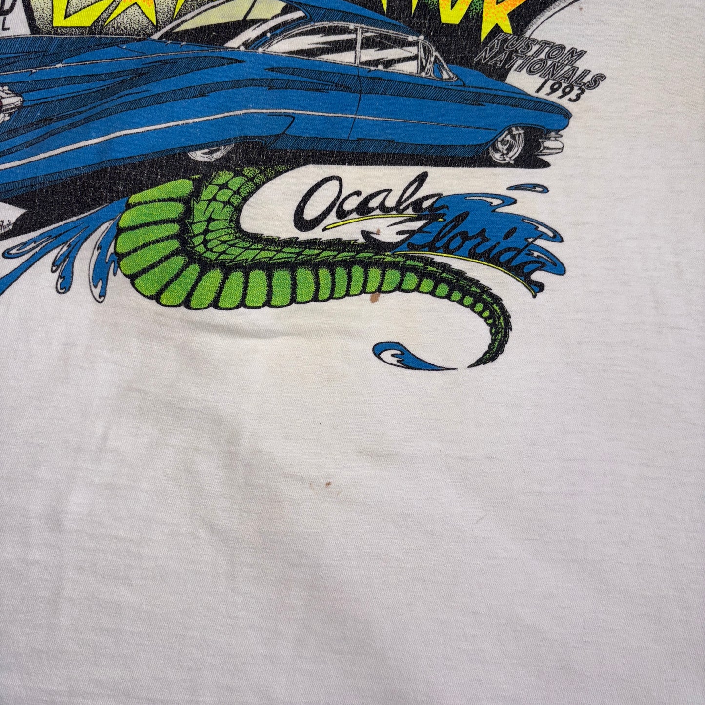 Vintage 1993 Car NASCAR Racing White Single Stitch Graphic T-Shirt - S