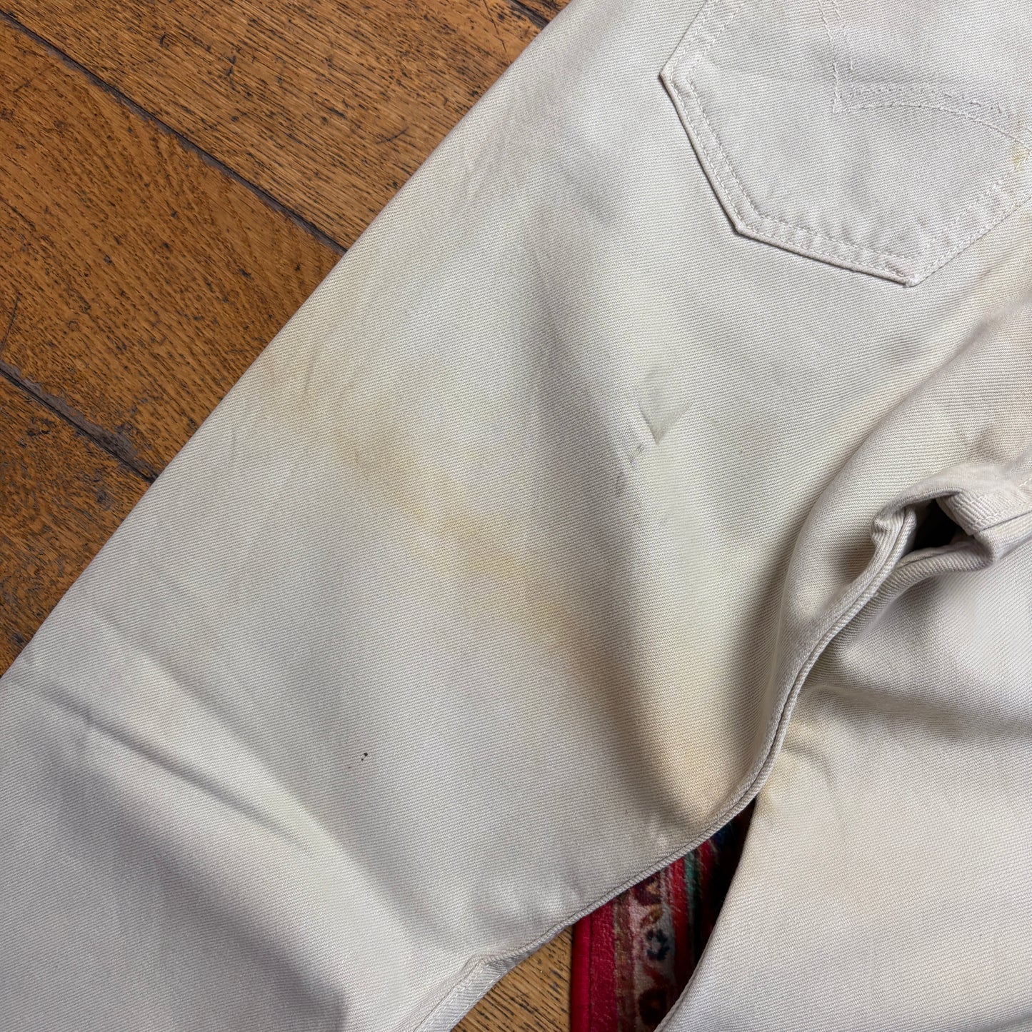 Vintage Levis 501 Straight Cream Denim Jeans - 32L