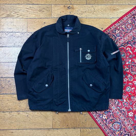 Vintage Pit Stop Black Harrington Workwear Jacket - L