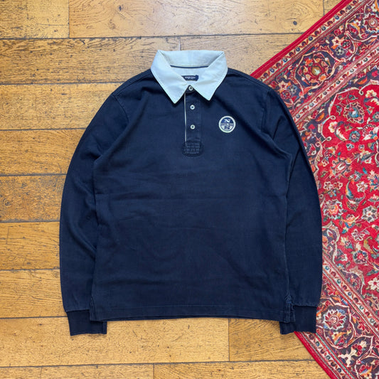 Vintage Navy North Sails Rugby Polo Shirt - S