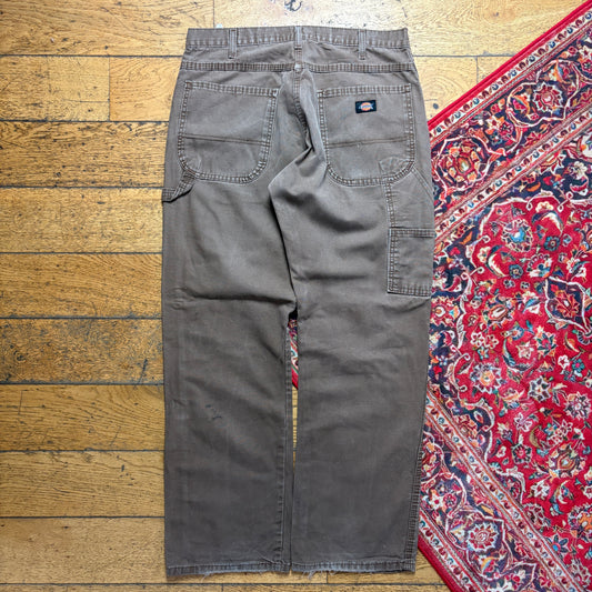 Vintage Dickies Workwear Carpenter Brown Baggy Trousers - 32S