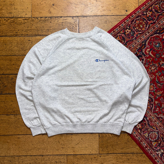 Vintage Champion Grey Embroidered Boxy Sweatshirt - XL