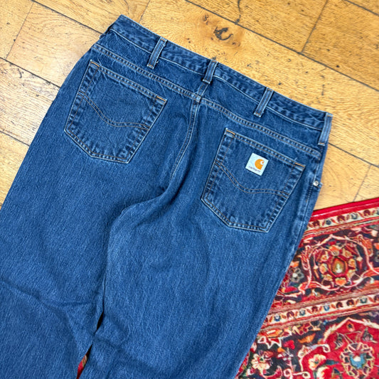 Vintage Carhartt Womens Workwear Carpenter Baggy Blue Jeans - Size 14