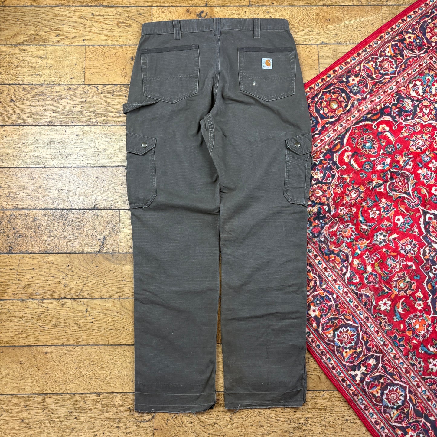 Vintage Carhartt Brown Double Knee Cargo Workwear Carpenter Baggy Trousers - 34