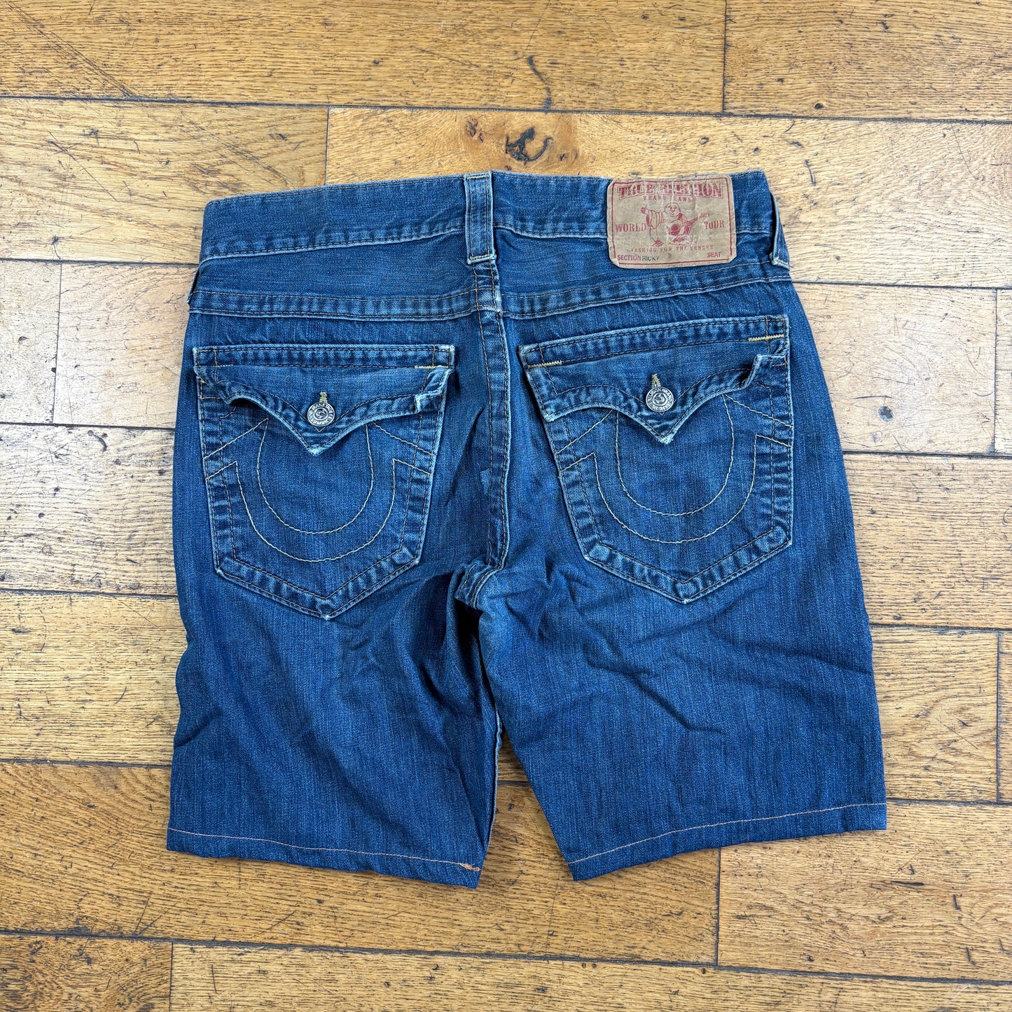 Vintage True Religion Blue Embroidered Y2K Shorts Jorts - 34