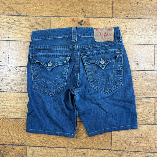 Vintage True Religion Blue Embroidered Y2K Shorts Jorts - 34