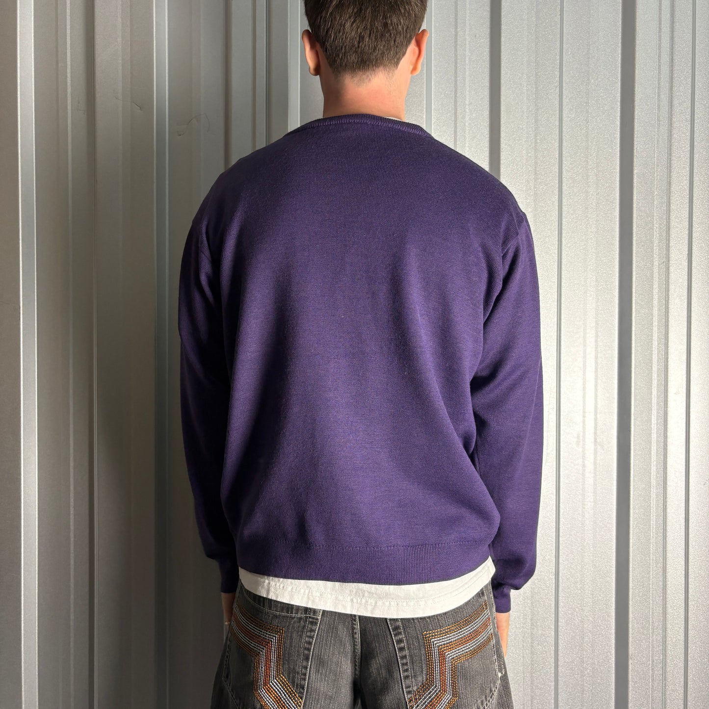 Vintage Lacoste Purple Wool Blend Knit Jumper - L