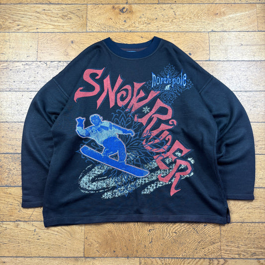 Vintage North Pole Snowboard Black Sweatshirt - XL