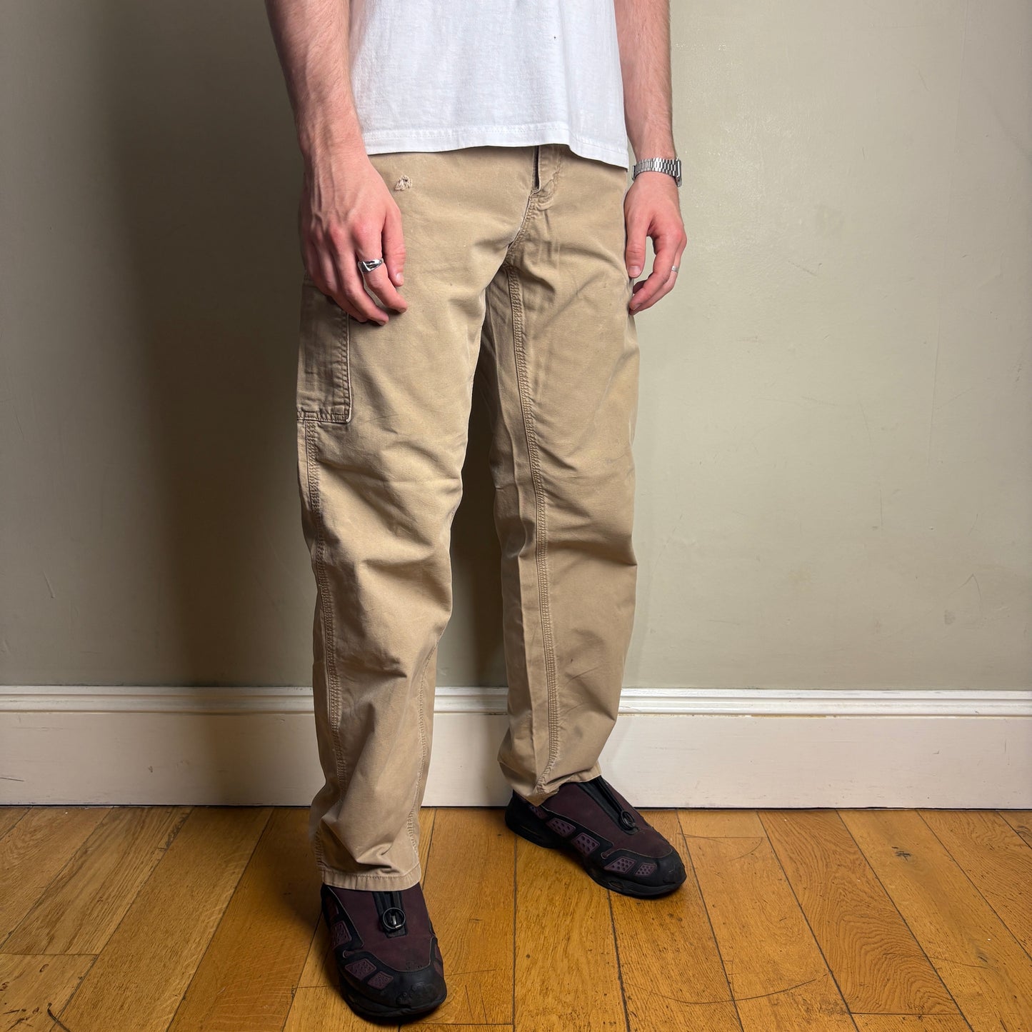 Vintage Carhartt Light Brown Workwear Carpenter Baggy Trousers - 32R