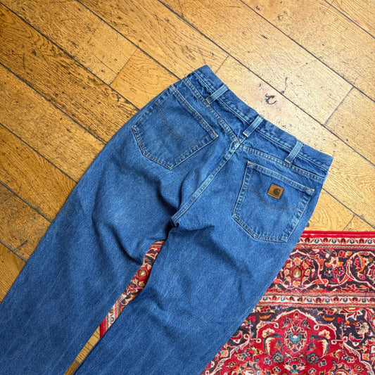 Vintage Carhartt Workwear Carpenter Baggy Blue Jeans - 36L
