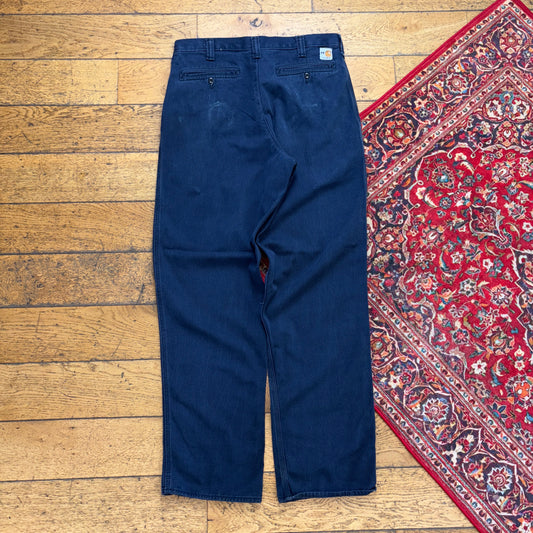 Vintage Carhartt Navy Workwear Carpenter Baggy Trousers - 33L