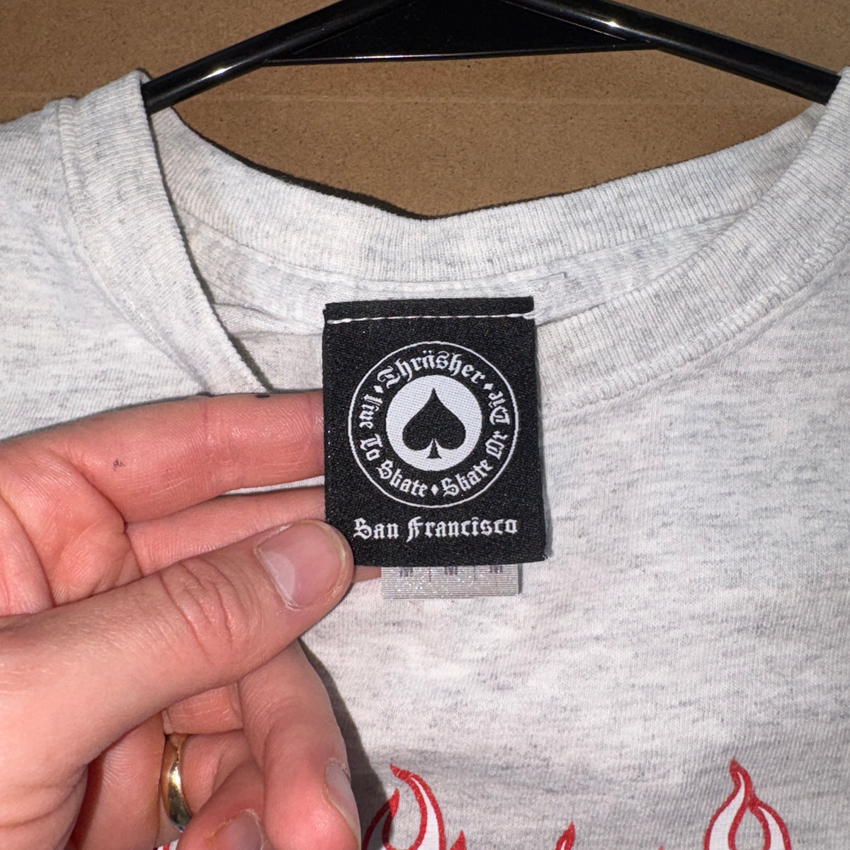 Thrashr Grey Flames Skate Graphic T Shirt - XS