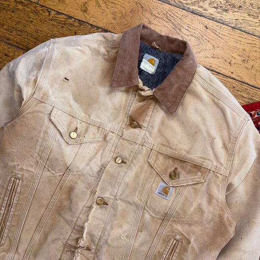 Vintage Carhartt Brown Trucker Distressed Thrashed Workwear Jacket - M