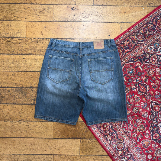 Vintage Embroidered Hip Hop Baggy Blue Shorts Jorts - 38