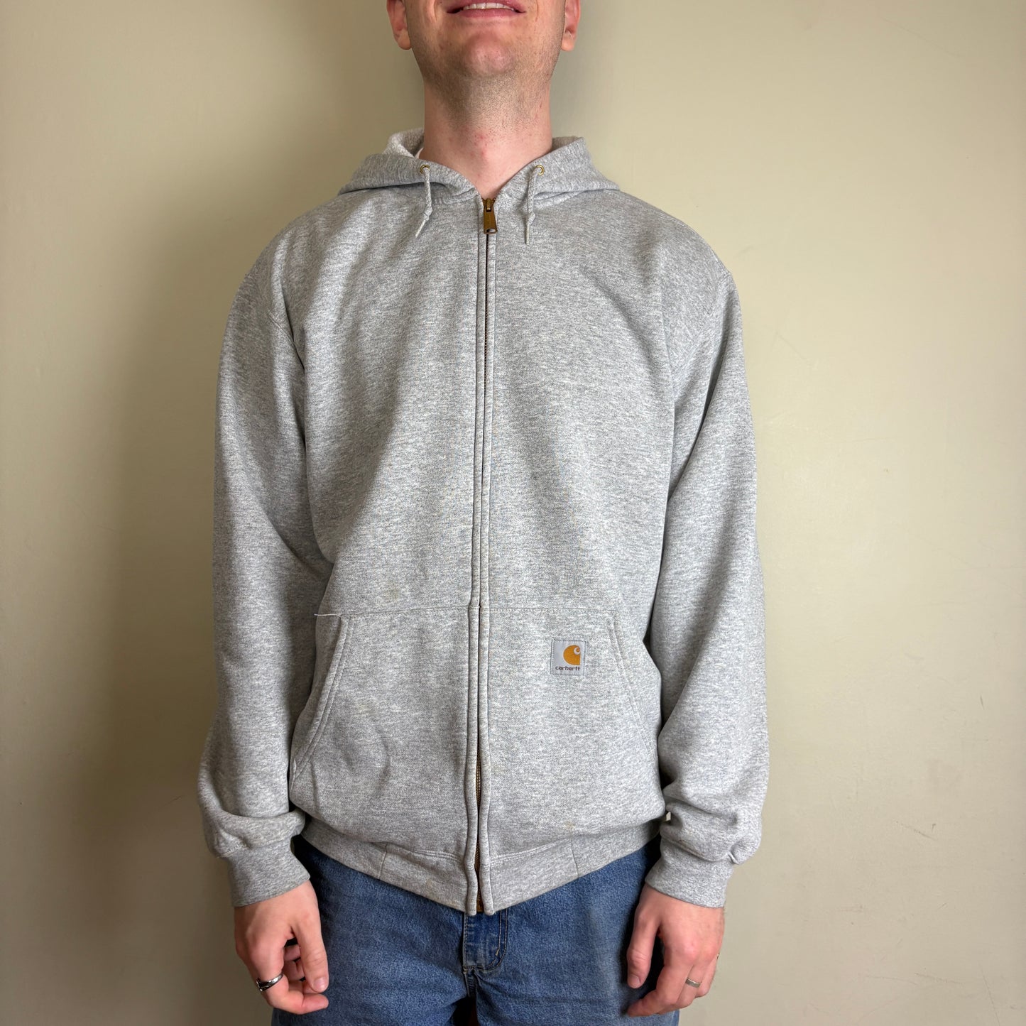 Vintage Carhartt Grey Zip Hoodie Sweatshirt - L