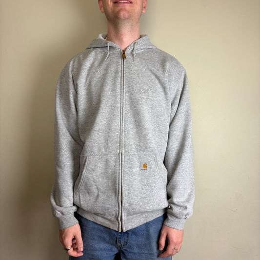 Vintage Carhartt Grey Zip Hoodie Sweatshirt - L