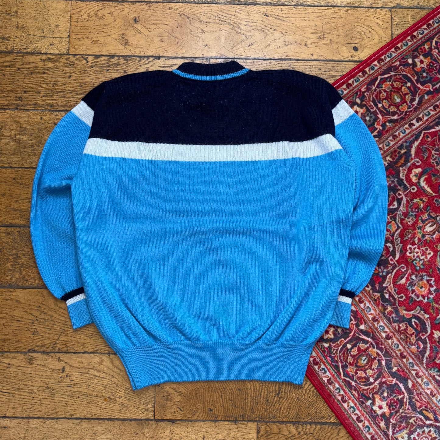 Vintage Fila Blue Stripe Wool Chunky Knit Jumper - L