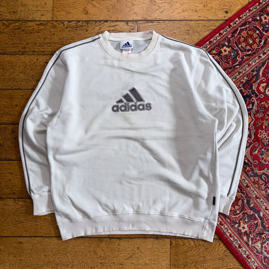 Vintage 90s Adidas Grey Embroidered Sweatshirt - L