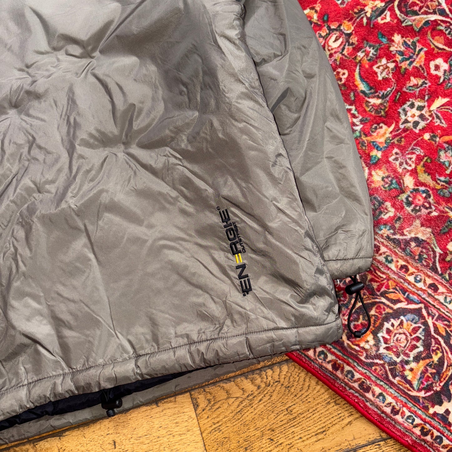 Vintage Energie Embroidered Green Khaki Puffer Jacket Pullover - M