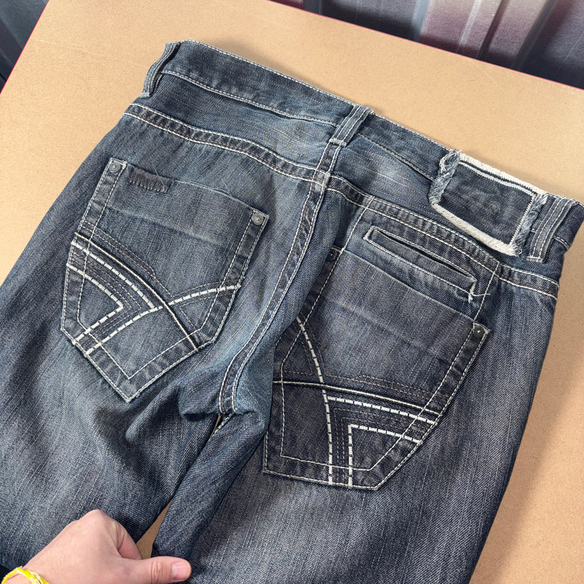 Helix Black Slim Bootcut Embroidered Y2K Jeans - 34S