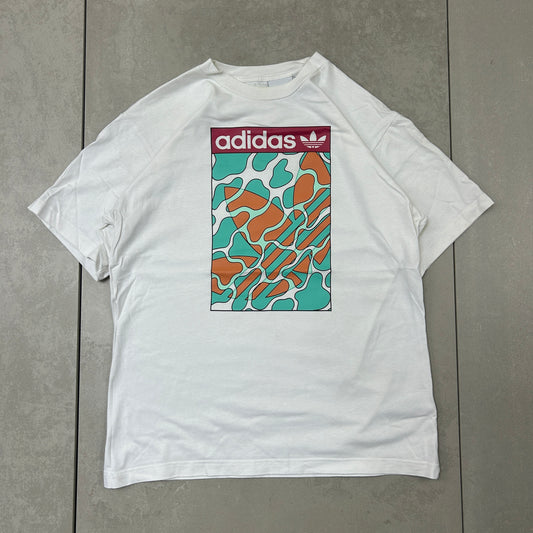 Vintage Adidas White Graphic T-Shirt - M