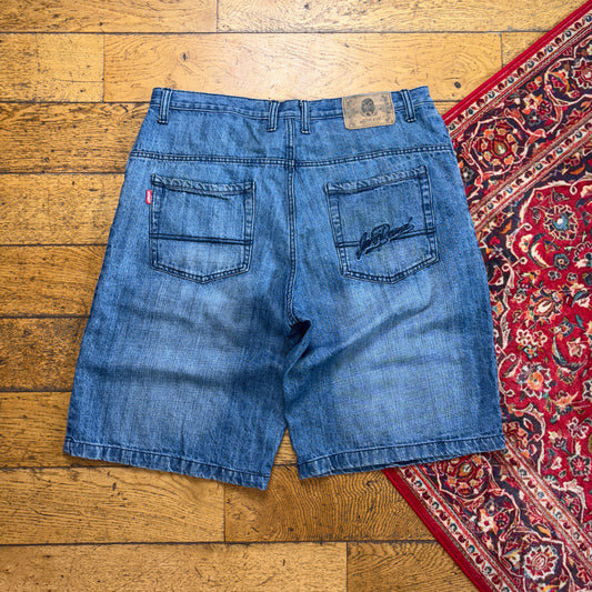 Vintage Joker Embroidered Blue Hip Hop Baggy Shorts Jorts - 38
