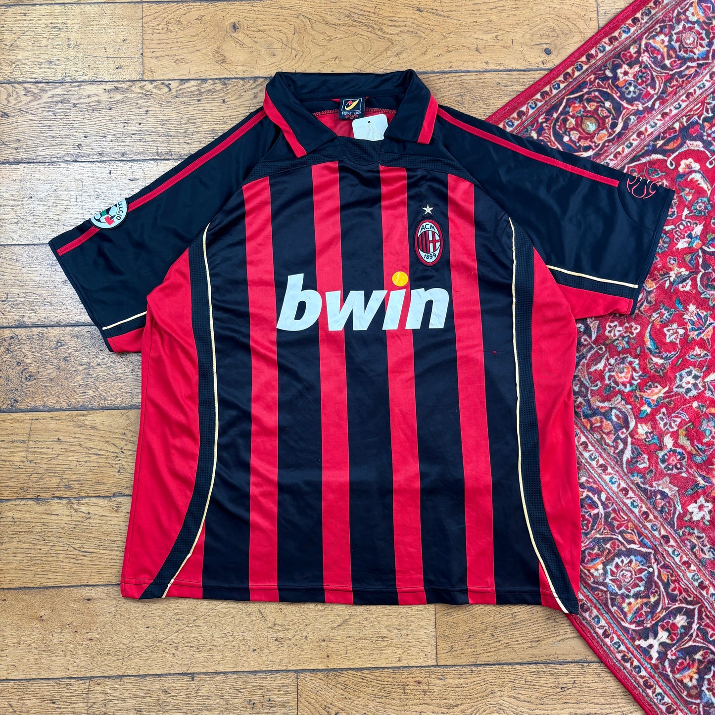 Vintage AC Milan Pirlo Red Black Football Kit Shirt - XL