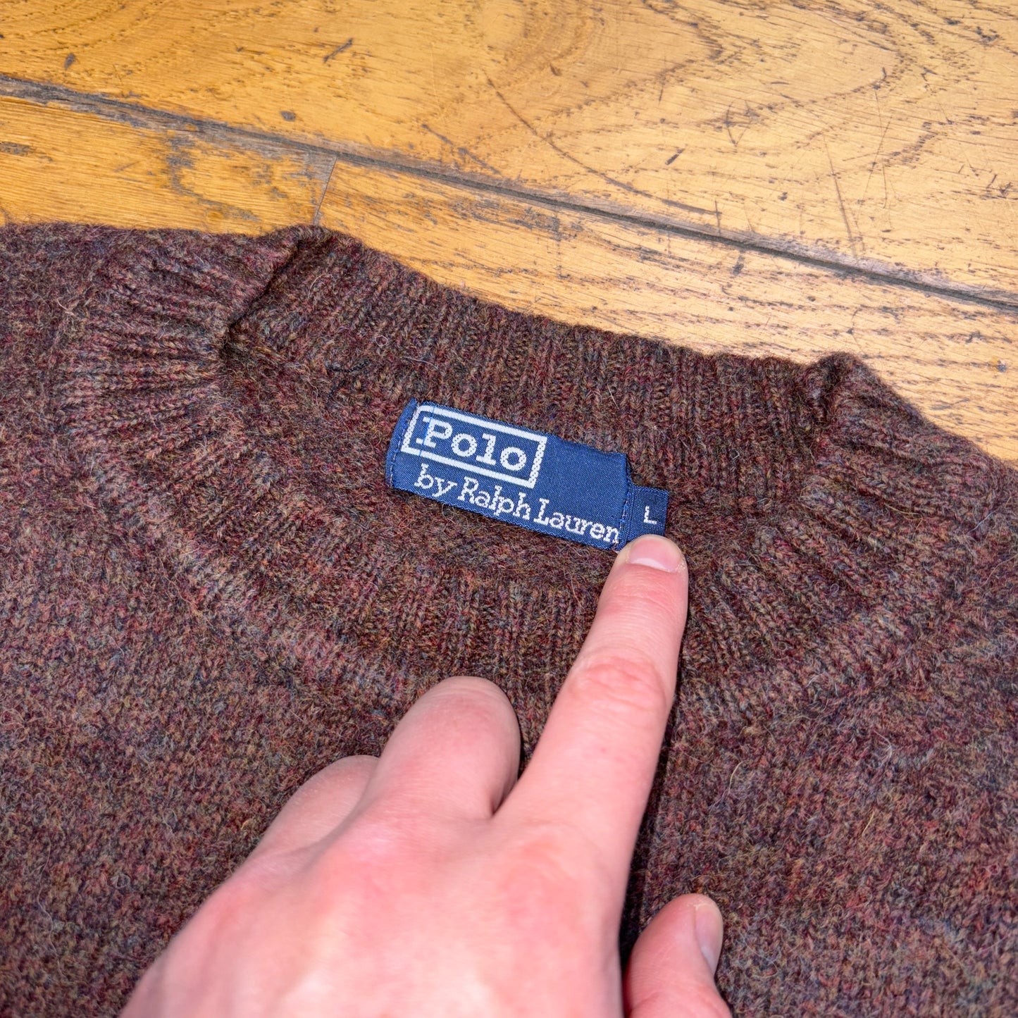 Vintage Ralph Lauren Brown Wool Chunky Knit Jumper - L