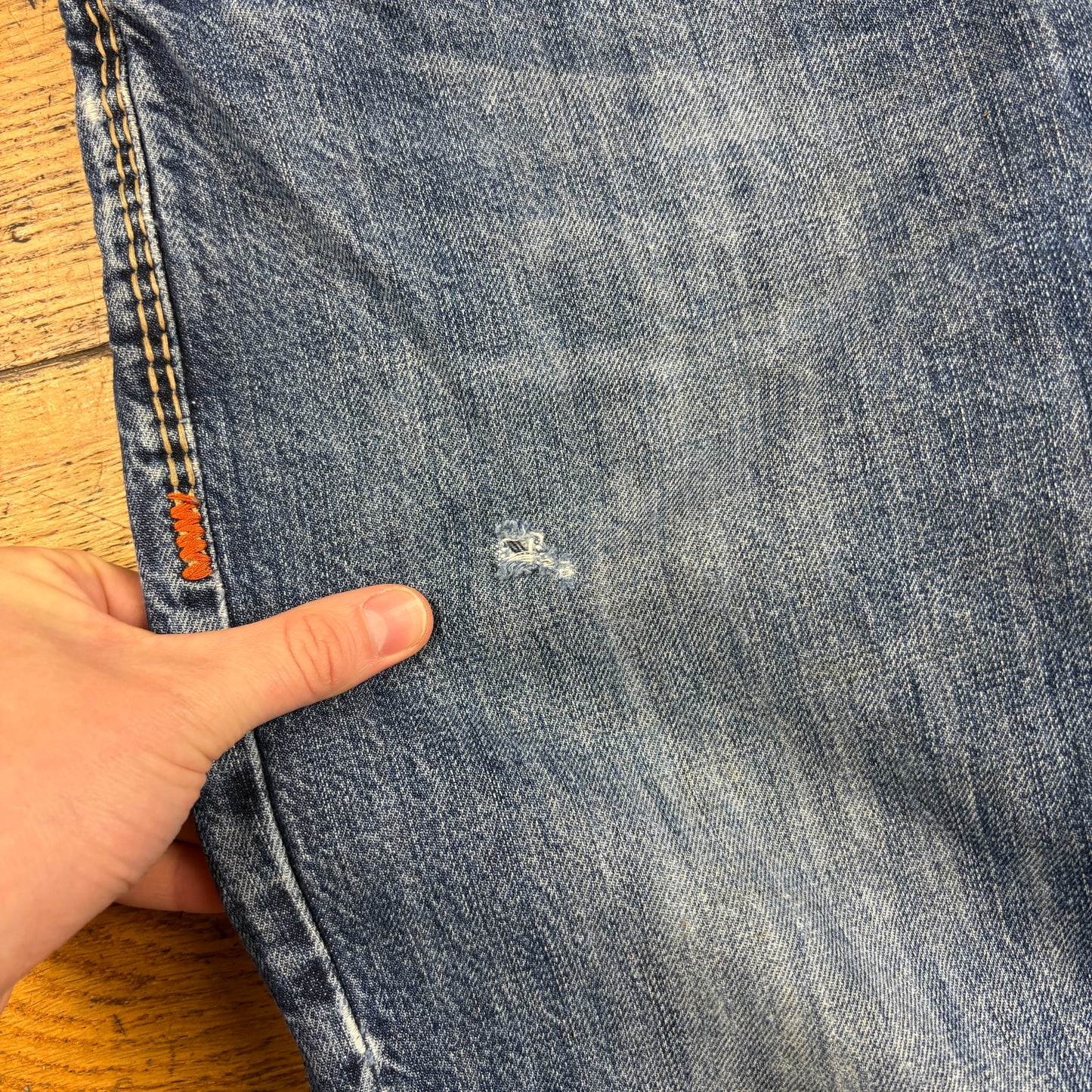 Vintage True Religion Ricky Blue Embroidered Y2K Hip Hop Straight Jeans - 33