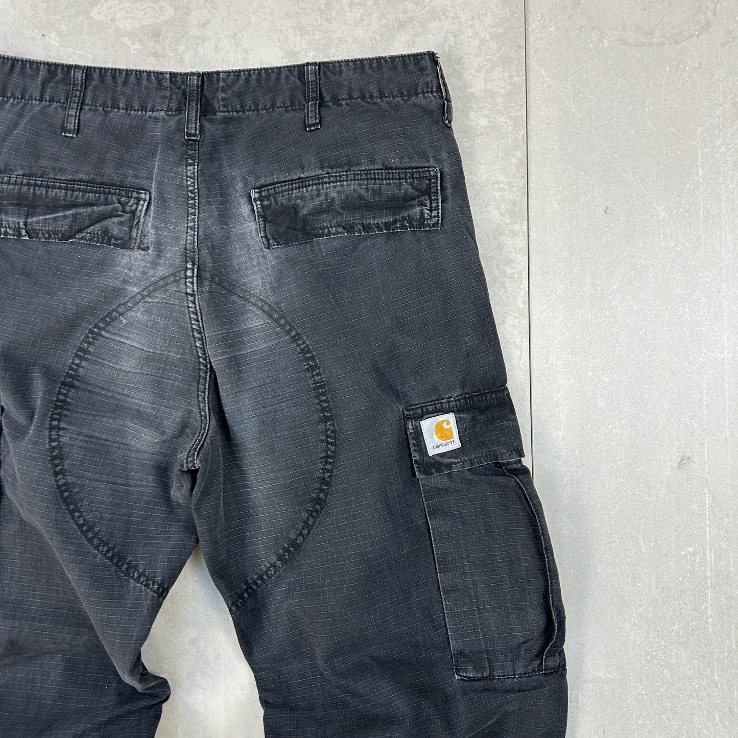 Vintage Carhartt Workwear Carpenter Cargo Black Baggy Trousers - 32