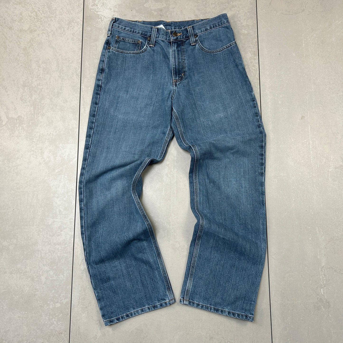 Vintage Carhartt Navy Workwear Carpenter Baggy Blue Jeans - 32