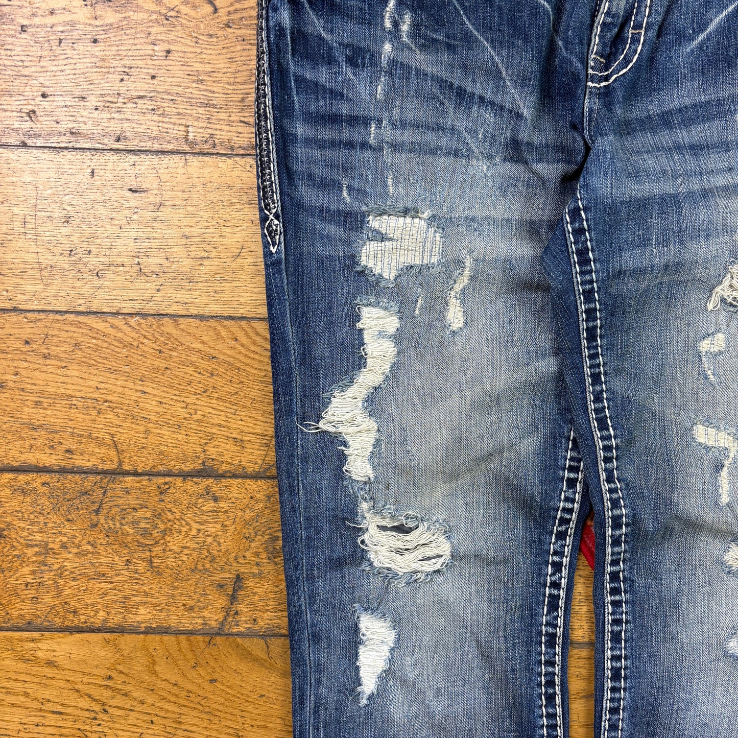 Vintage True Religion Blue Embroidered Y2K Hip Hop Straight Jeans - 40