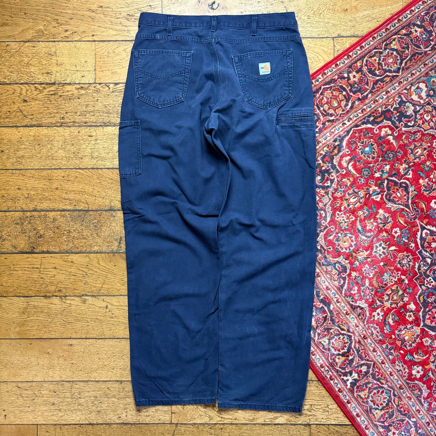 Vintage Carhartt Workwear Carpenter Navy Baggy Trousers - 38L